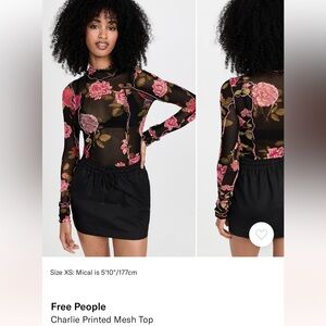 Free People Charlie Printed Mesh Top